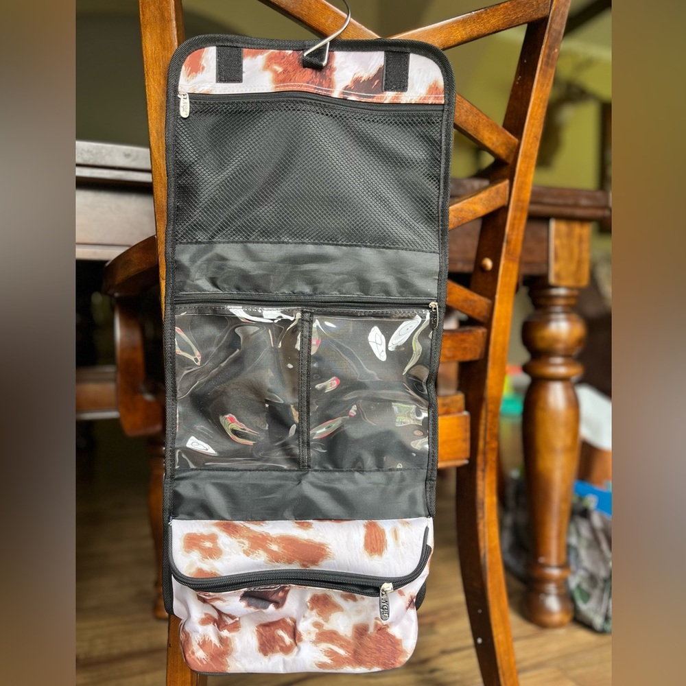NGIL Cow Print Toiletries Hanging Bag